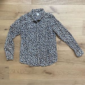 J. Crew Leopard Print Perfect Button Down Shirt Medium